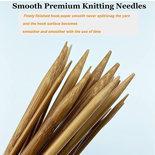 Mdoker Bamboo Knitting Needle Set with Case 36pcs Straight Single