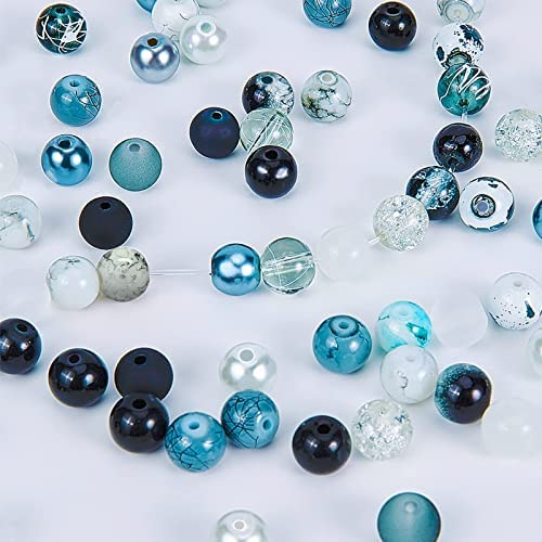 PH PandaHall 720pcs 8mm Round Glass Beads, 24 Color Black Bracelet