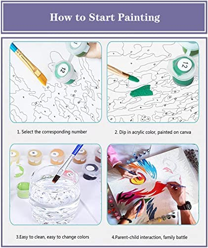 Paint by Numbers for Adults Beginner,4 Pack DIY Adult Paint by