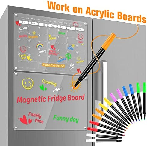 OORAII Liquid Chalk Markers for Acrylic Fridge Calendar Planning Board Clear Glass Dry Erase Board Refrigerator Whiteboard for Window/Mirror, 14