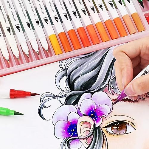 Dual Tip Brush Pen,120 Colored Dual Tip Markers Calligraphy Pens, Dual Tip  Markers for Adult Coloring for Kids Felt Tip Watercolor Pens for Drawing