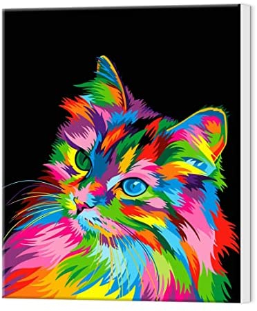 VIKMARI Framed Paint by Numbers Kits for Kids, DIY Painting by Numbers with  Frame Paint by Number for Adults with 3X Magnifier and Brushes Colorful Cat  16x 20 inch (Framed)