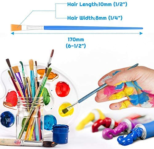 32 Pcs Flat Paint Brushes Set, Nylon Hair Small Brush Bulk for