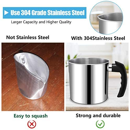 Candle Making Pouring Pot, DINGPAI 44oz Double Boiler Wax Melting Pot, 1pc Spoon, 304 Stainless Steel Candle Making Pitcher, Silver Color with Heat-Re
