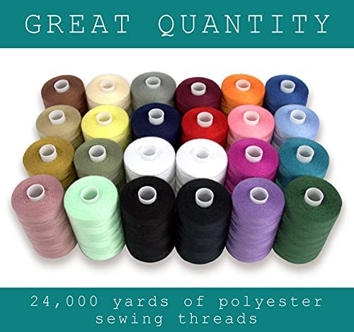 24 Colors Sewing Thread Assortment Cotton Spools Thread Set for