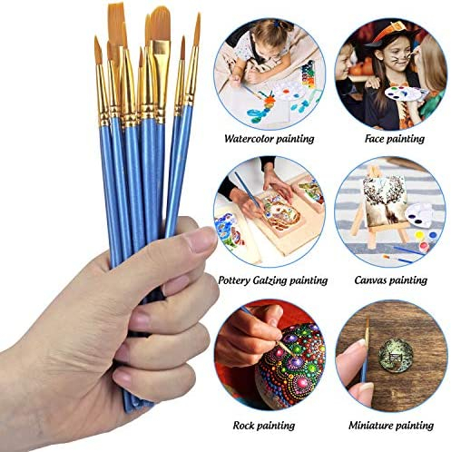 DUGATO Paint Brushes Palettes Set, 2 Packs/20pcs Round Pointed Tip Nylon Hair Brushes with 5 Paint Trays for Acrylic Watercolor