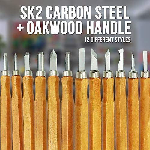 JJ CARE Wood Carving Kit - Premium Wood Whittling Kit 10 Wood Blocks + 8  SK7 Carbon Steel Tools - Beginner Whittling Kit for Kids and Adults,  Basswood