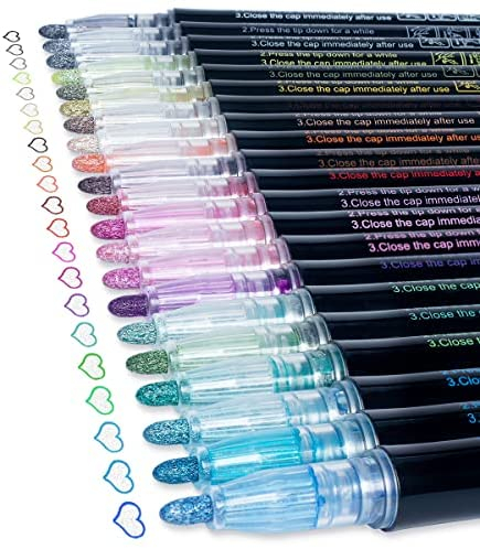 Super Squiggles Outline Markers - 21 Color AKARUED Shimmer Marker Set,  Supersquiggles Outline Marker