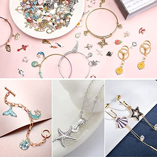 SANNIX 500pcs Charms for Jewelry Making Bulk Wholesale Assorted Gold Plated Enamel Pendants Earring Charms for Bracelet Necklace DIY Jewelry Making