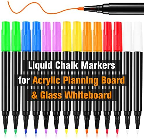 Liquid Chalk Markers for Acrylic Fridge Calendar Planning Board Clear Glass Dry  Erase Board Refrigerator Whiteboard for Window/Mirror, 14 Pack