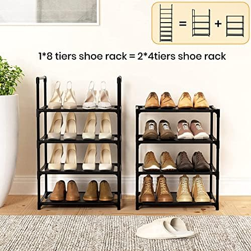 LANTEFUL 8 Tiers Tall Shoe Rack, Narrow Vertical Shoe Rack for