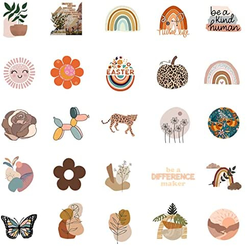 100 Pcs Boho Aesthetic Stickers Minimalist Abstract Line Art Decor for Water Bottle,Laptop,Phone,Skateboard Stickers for Teens Girls Kids and Wome