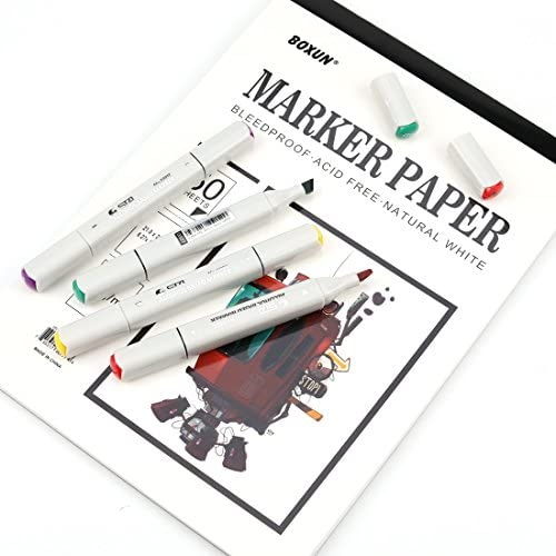 BOXUN Premium 50 Sheets Sketch Marker Paper Pad, Bleedproof Artist Drawing Paper, 8.27 x 11.69 inch