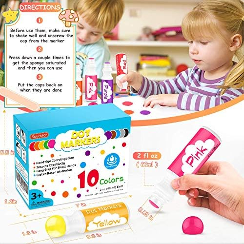 Nicecho Dot Markers, Washable Dot Markers for Kids Toddlers & Preschoolers, 24 Colors Bingo Paint Daubers Marker Kit with Free Activity