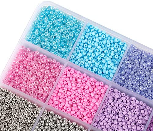 Quefe QUEFE 24000pcs 3mm Glass Seed Beads Kit for Jewelry Making, 96 Colors  Little Beads with Pendant Charms and Letter Beads for Brac