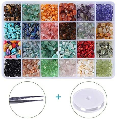 Efivs Arts 1500PCS Stone Beads, Crystal Beads Ring Making Kit Gemstone  Beads Set 24 Styles Crystal Pieces for Jewelry Making Crushed Chunked for  DIY Crafts for Mothers' Day Gift