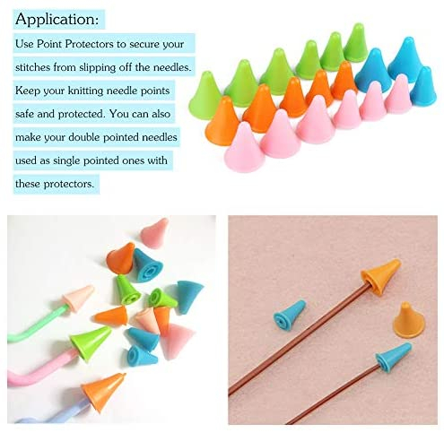 20 Pcs Knitting Needles Point Protectors/Stoppers with Plastic Box, Include 10 Small & 10 Large, Knit Needle Tip Covers for Beginners Knitting Craft