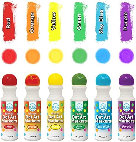  Bingo Dot Markers Daubers Cards - 6 Mixed Colors Easy Hold Art  Markers Bingo Bag Set W/PDFs & Cards, Washable Colors Dot Markers for  Toddlers 1-3, Bingo Dotters Washable
