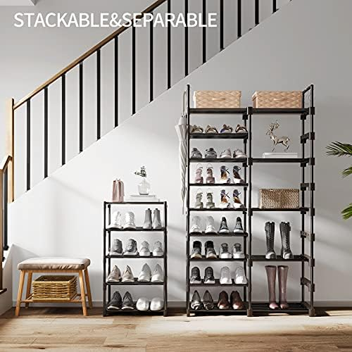 WOWLIVE 9-Tier Large Stackable Metal Shoe Rack Shelf Storage Tower Unit  Cabinet Organizer for Closets, Fits 30 to 35 Pairs, Black