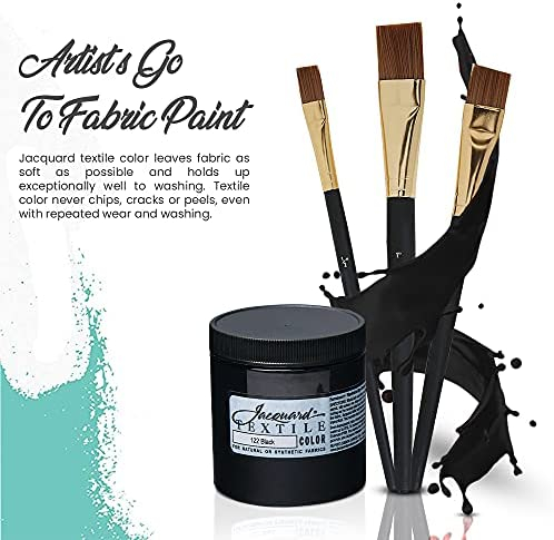 Positive Art Jacquard Fabric Paint Black 8 oz for Clothes Permanent All-Surface Paint for Jeans T-shirts Shoes Canvas Leather Wood and More 3