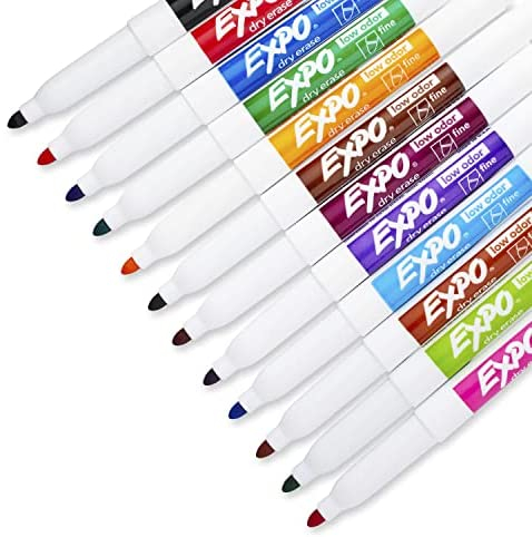 EXPO Low Odor Fine Tip Dry Erase Marker, Fine Point Markers, Whiteboard  Markers, Assorted