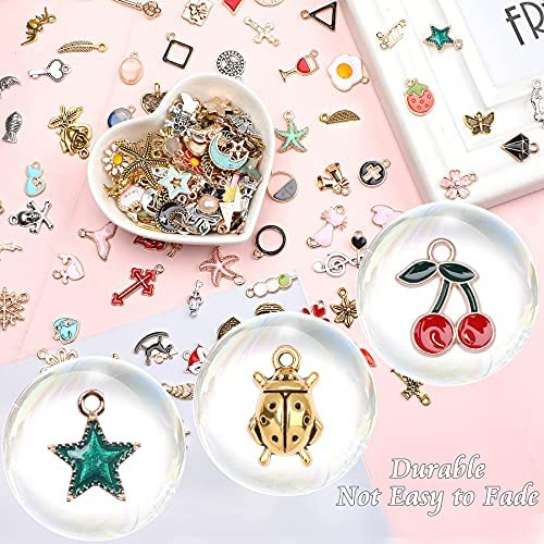 Stino Bulk Assorted Metal Charms for Jewelry Making 100g, Mixed Color Charms for Keychain Braclet Necklace Earrings