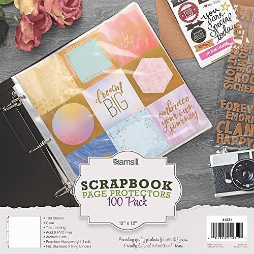 Samsill Scrapbook Refill Pages 12x12 Inches, 100 Pack