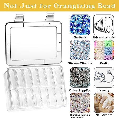 Small Bead Organizer Plastic Storage Cases Storage Containers Transparent  Boxes Hinged Lid Rectangl