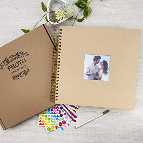 Gearchic 12 x 12 inch Large DIY Scrapbook Photo Album with Cover Photo 80 Pages Hardcover Craft Paper Photo Album for Guest Book, Anni