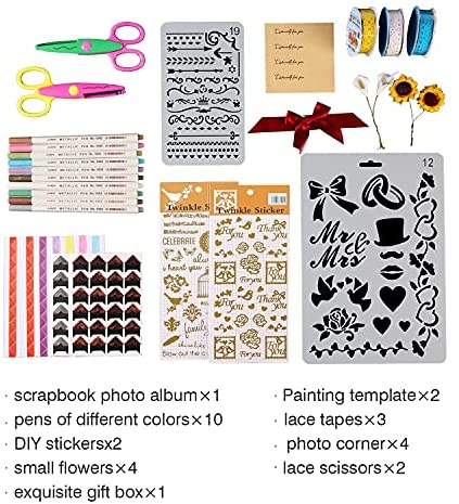 Huralona 8x8 Scrapbook Album Kit Wedding DIY Photo Album Scrapbook Baby  Scrapbook Album Scrapbooking Paper Die-Cut Sheets and 3D Stickers for  Wedding