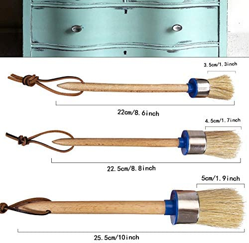 Chalk Paint Brush Set 3 Pcs Chalk Paint for Furniture Natural Bristle Painting & Waxing Brushes Painting Stencil DIY Furniture Home Decor Card