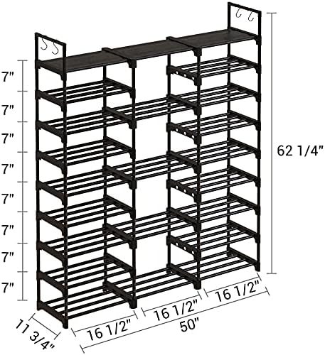 9 Tiers Shoe Rack Cabinets 50-55 Pairs Shoes Shelf Organizer for