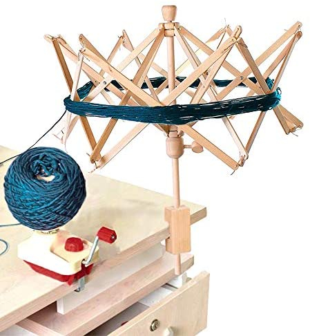 Wooden Yarn Winder and Yarn Swift Umbrella Hand Operated Ball Winder  Handmade Skein Winder & Yarn Swift Table Top Good Combination 