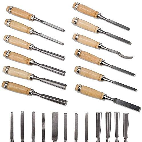 Set of 12 Chisels with Canvas Case, Wood Chisels for Woodworking, Wood  Work