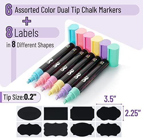 Mr Pen- White Chalk Markers, 4 Pack, Dual Tip, 8 Labels, White Liquid Chalk Marker, Chalk Markers, White Dry Erase Markers, Chalk Markers for