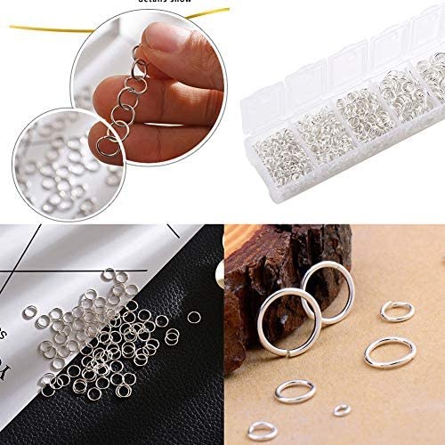 Anzlah Open Jump Rings and Lobster Clasps Jewelry Fixing Kit (1200 Pcs Gold and Silver) with A Bent Nose Jump Ring Pliers Tweezers and A Jump Ring