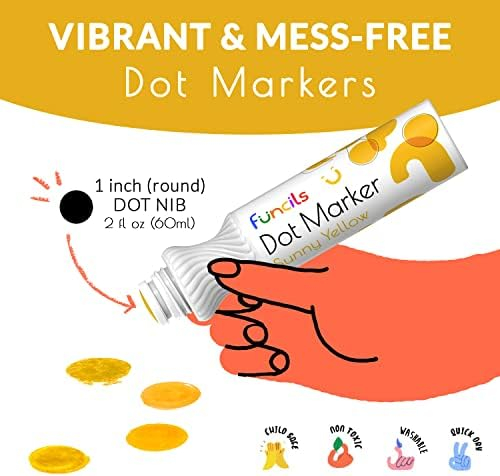 Funcils 10 Washable Dot Markers for Toddlers with Free Activity Book