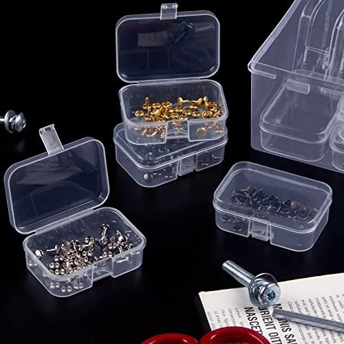 Qeirudu 12 Pack Small Plastic Boxes with Hinged Lids, Rectangle Clear Craft  Storage Containers with Lids Plastic Boxes for Beads, Jewelry and Other