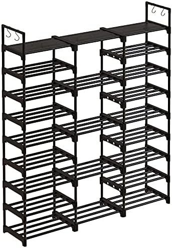 WOWLIVE 9 Tiers Large Shoe Rack Storage Organizer for Closet 50-55 Pairs  Shoe Tower Unit Shelf Durable Metal Pipes with Plastic Connectors Stackable  Shoe Cabinet Black(SSS3B9)