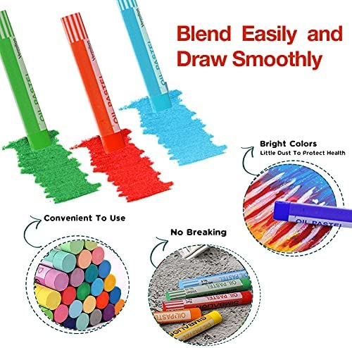 Oil Pastels Set,36 Assorted Colors Non Toxic Professional Round Painting Pastel Stick Art Supplies Drawing Graffiti Art Crayons for Kids, Artists
