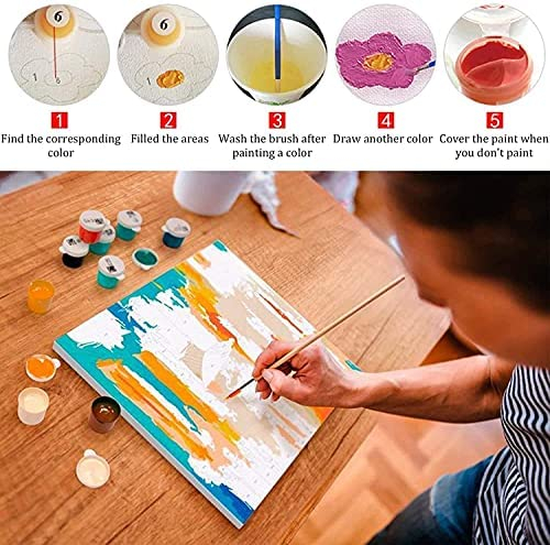 Framed Paint by Numbers-Adultspaint-By-Numbers Kits-DIY Paint by Numbers for Adults Beginner and Kids-Easy Painting Colorful Penguin on Canvas 11x14
