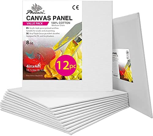 PHOENIX 32 Pack Artist Canvases for Painting Canvas Panels Multipack5x7,  8x10, 9x12, 11x14 Inch, 8 Oz Triple Primed Cotton Canvas Boards for  Acrylic, Oil, Watercolor & Tempera, Wet & Dry Media 