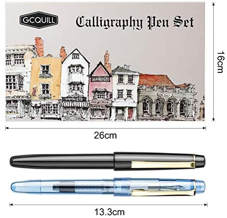 GCQUILL Calligraphy Set Fountain Pens 7 Different Size Nibs and 36 Assorted Ink Cartridges Kit for Calligraphy Lettering - Complete Easy Learning Set
