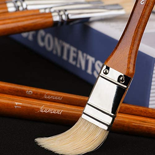 Professional Oil Paint Brush Set, Fuumuui 11pcs Superior Hog Bristle Paint  Brushes Perfect for Oil Acrylic Gouache Painting Brown
