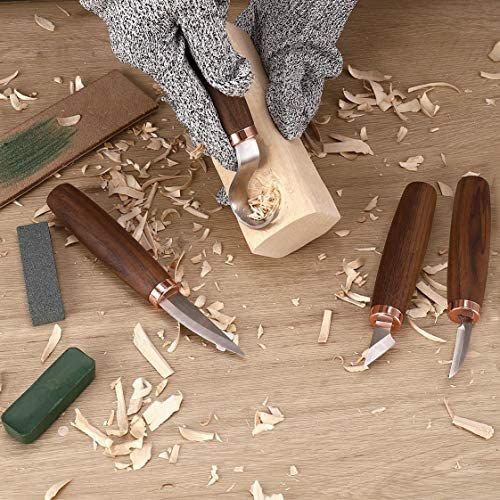 Wood Carving Tools Pack of 11- Includes Black Walnut Handle Wood Carving Knife,w