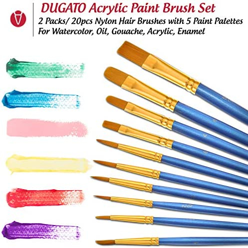 20 Pcs Paint Brushes, Paint Brush Set, Paint Brushes for Acrylic Painting,  Watercolor Brushes, Acrylic Paint Brushes for Acrylic Oil Watercolor