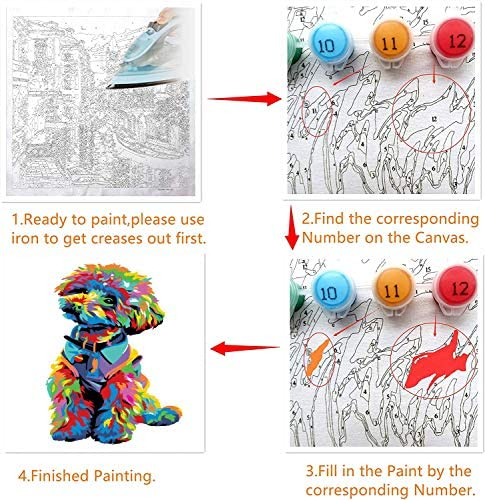 Jack West Paint by Numbers for Kids & Adults & Beginner DIY Acrylic Number  Painting Easy Paint by Number on Canvas Colorful Teddy Dog 16 X 20 inch  Canvas Gift Kits