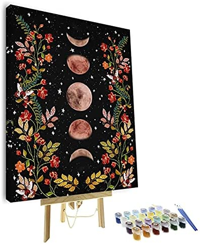 Moon Phase Paint by Number for Adults, Easy Adult Paint by Numbers Kits on  Canva