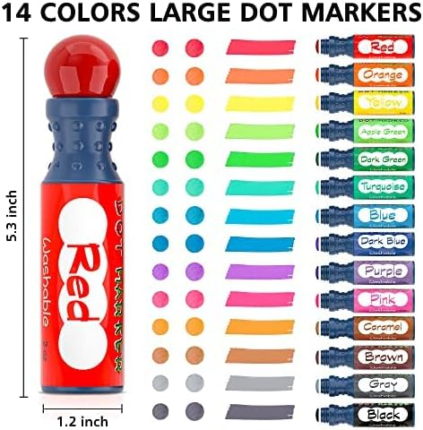 Shuttle Art Dot Markers, 14 Colors Bingo Daubers with 135 Patterns, 5 Activity Books, Educational Set with Art Activities,Non-Toxic Washable Coloring