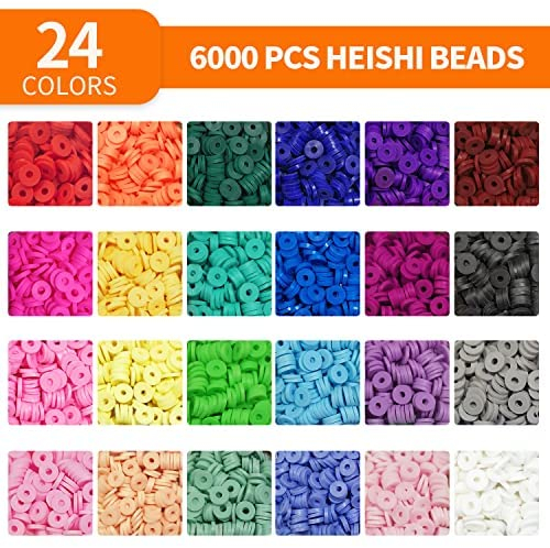 Total 7200 Pcs | Clay Beads for Bracelet Making Kits, 24 Colors